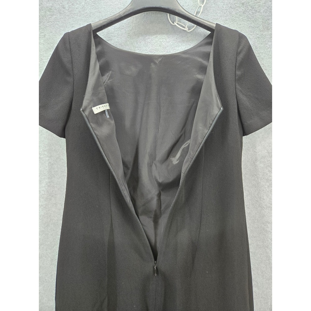 Trina Turk Black Metallic Floral Ruffle Hem Cocktail Dress Short Sleeve 2 LBD - Picture 6 of 10
